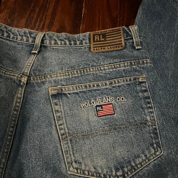 Polo Jeans Co Ralph Lauren 33x32 Vintage Denim Jeans Blue Relaxed Fit RL Flag - Picture 2 of 5
